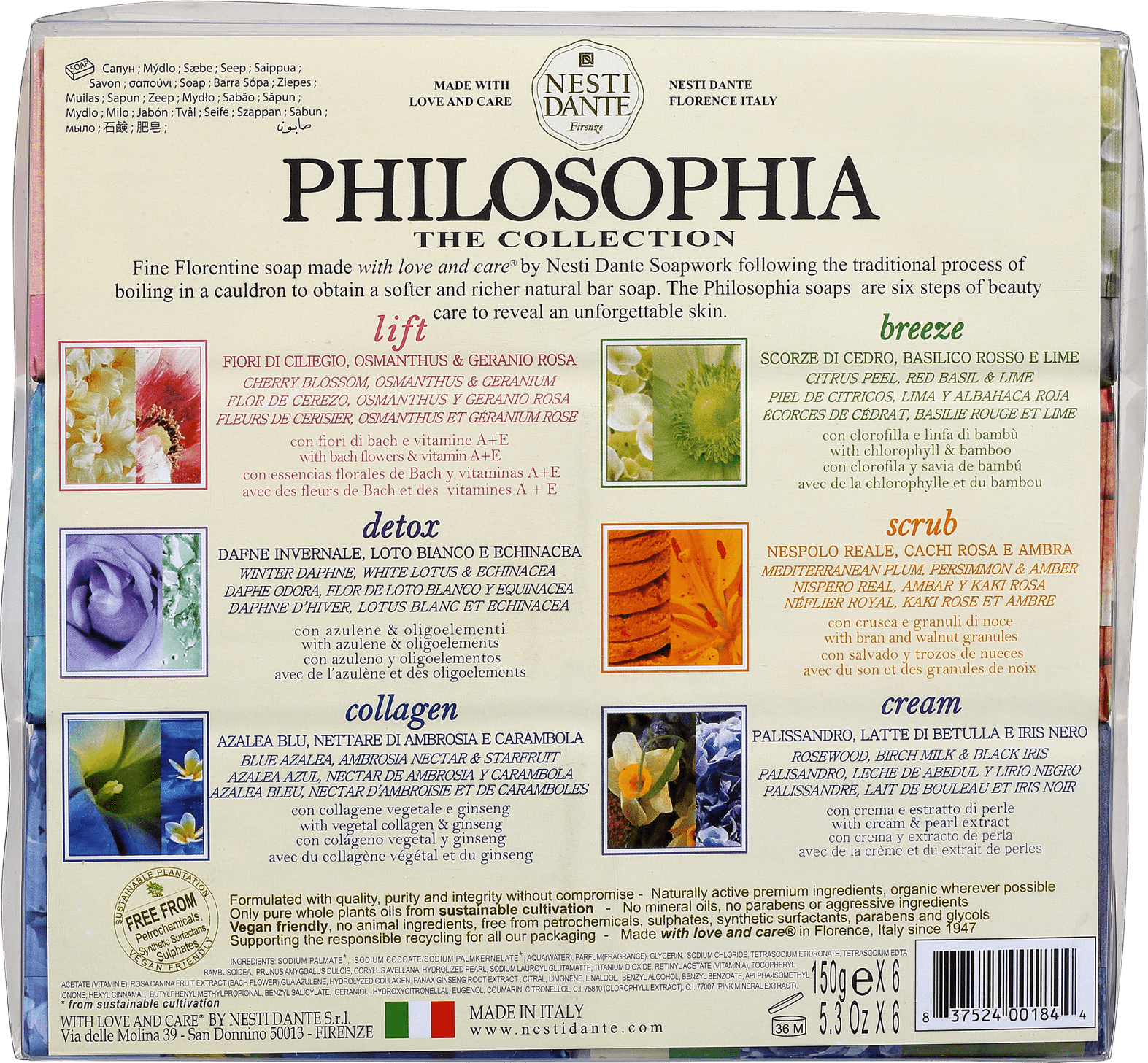 Kit Nesti Dante Collection Philosophia - Sabonetes em Barra 6x150g