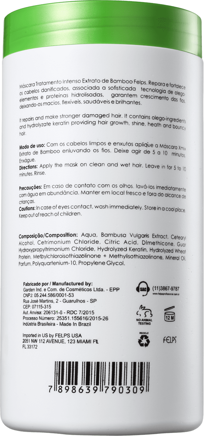 Felps Profissional XMix Bio-Crescimento Extrato de Bamboo - Máscara de Tratamento 1000g