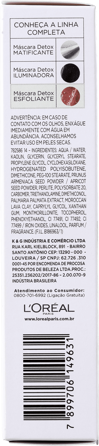 L'Oréal Paris Detox Argila Pura - Máscara Esfoliante 40g