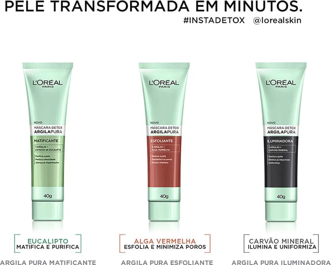 L'Oréal Paris Detox Argila Pura - Máscara Iluminadora 40g