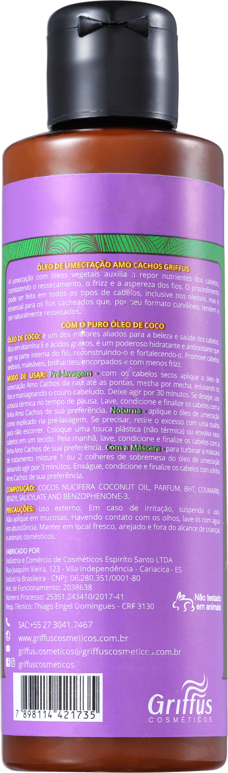 Griffus Amo Cachos Óleo de Umectação Coco - Óleo Capilar 100ml