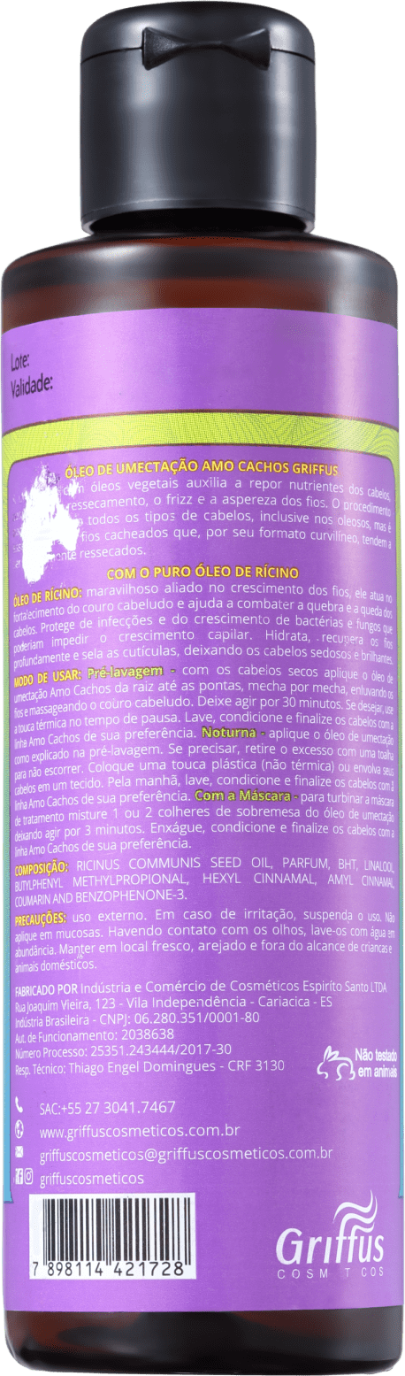 Griffus Amo Cachos Óleo de Umectação Rícino - Óleo Capilar 100ml
