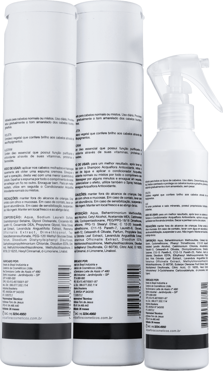 Kit Acquaflora Antioxidante Normais ou Mistos Leave-In (3 Produtos)