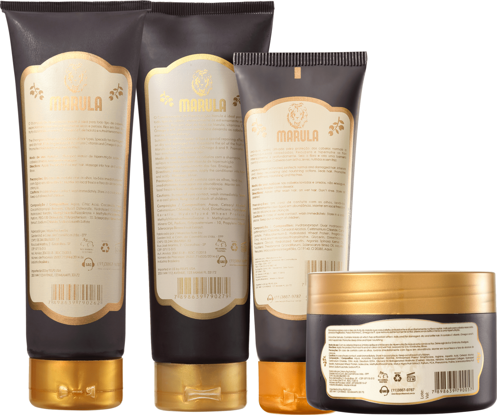 Kit Felps Profissional Marula Leave-in (4 Produtos)