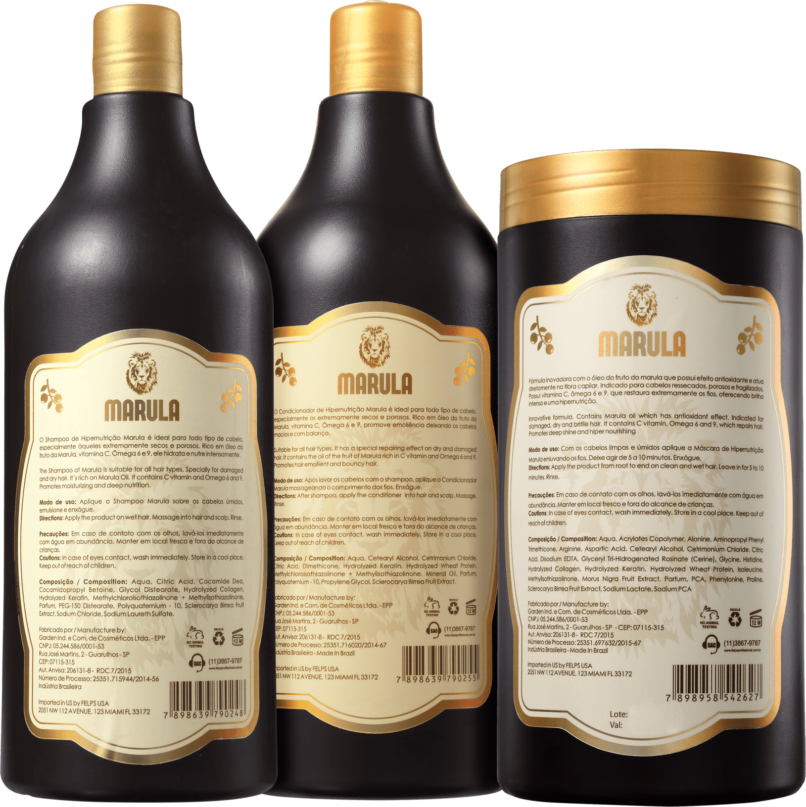 Kit Felps Profissional Marula Tratamento Salão (3 Produtos)