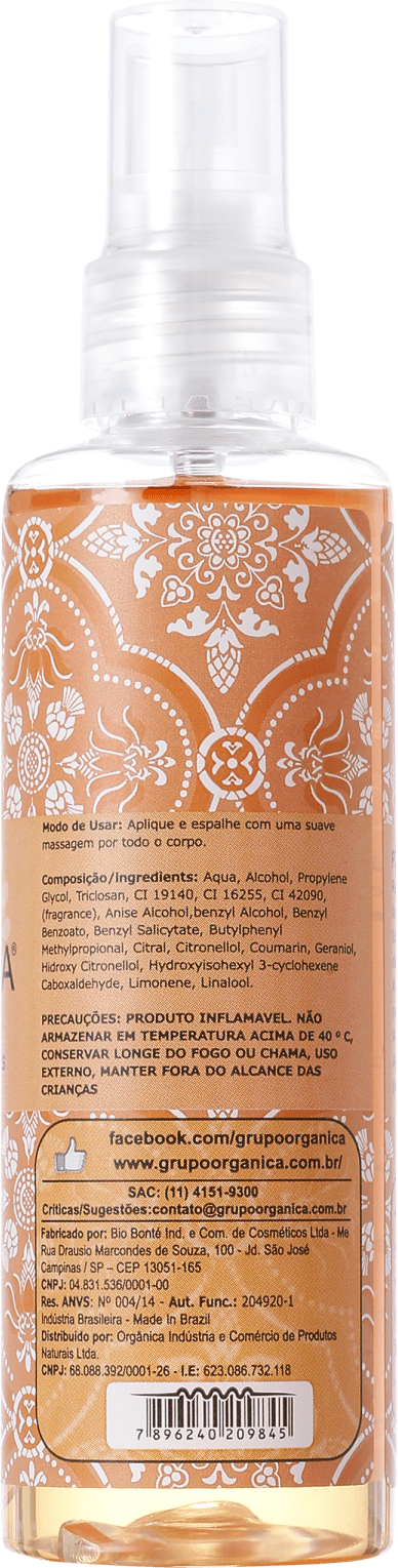 Pêssego e Flor de Lótus Orgânica - Body Splash Feminino 100ml