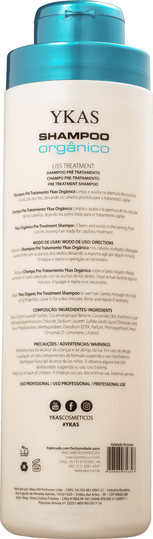 YKAS Liss Treatment Orgânico Step 1 - Shampoo Pré-Tratamento 1000ml
