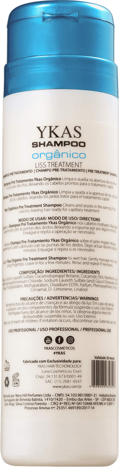 YKAS Liss Treatment Orgânico Step 1 - Shampoo Pré-Tratamento 300ml