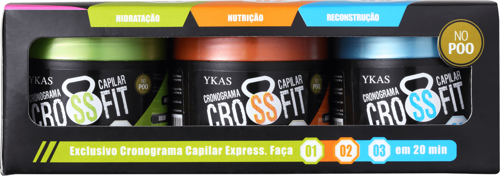 Kit YKAS Crossfit Cronograma Capilar Express No Poo (3 Produtos)
