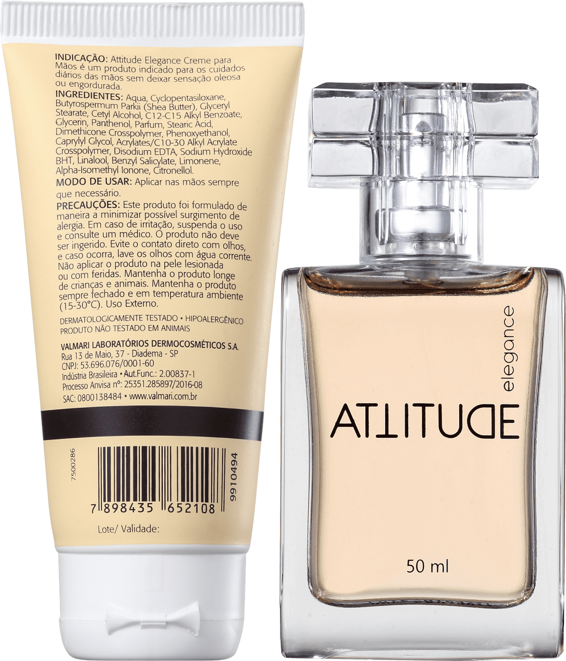 Conjunto Valmari Attitude Elegance Feminino - Colônia 50ml + Creme Hidratante para as Mãos 50g