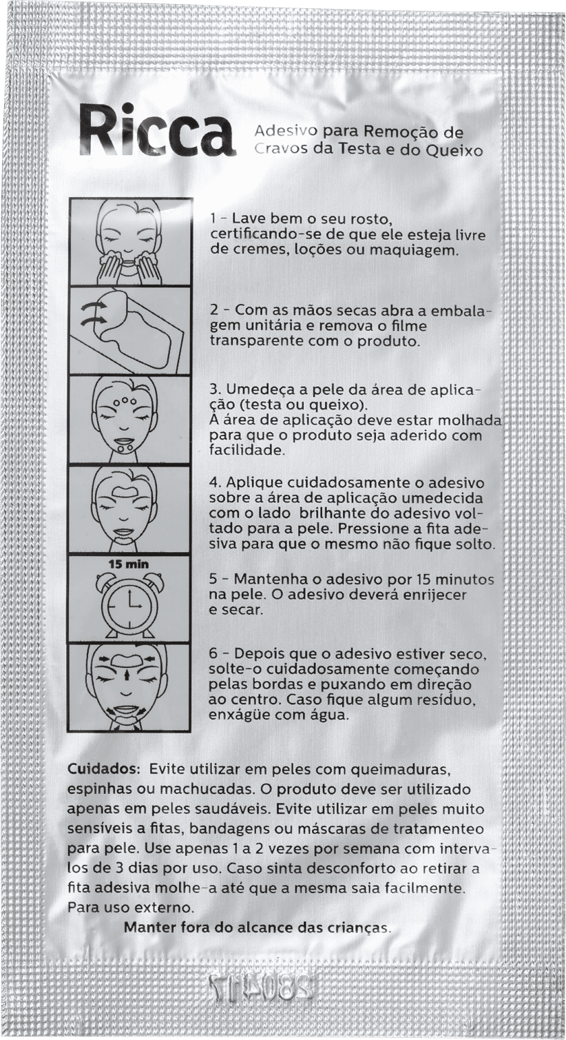 Ricca - Adesivo Removedor de Cravos para Testa e Queixo (3 Unidades)