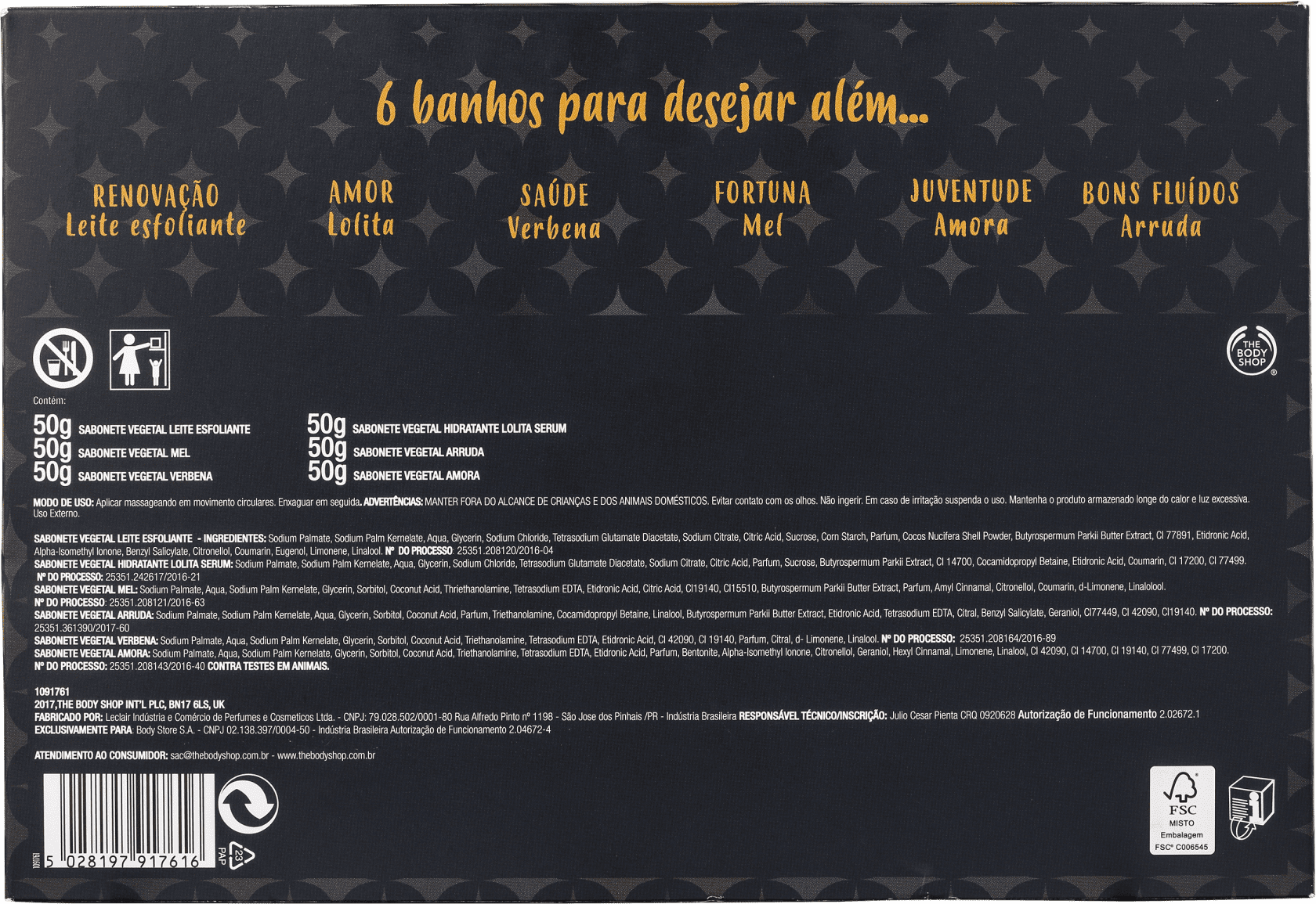 Kit The Body Shop Caixa dos Desejos - Sabonetes em Barra 6x50g