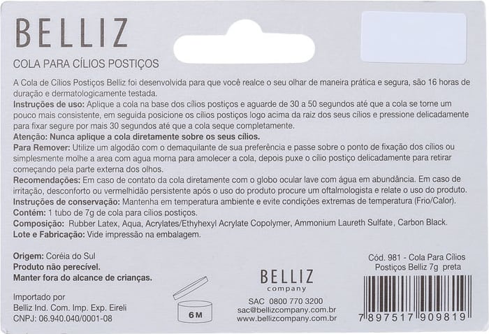 Belliz Preta - Cola para Cílios