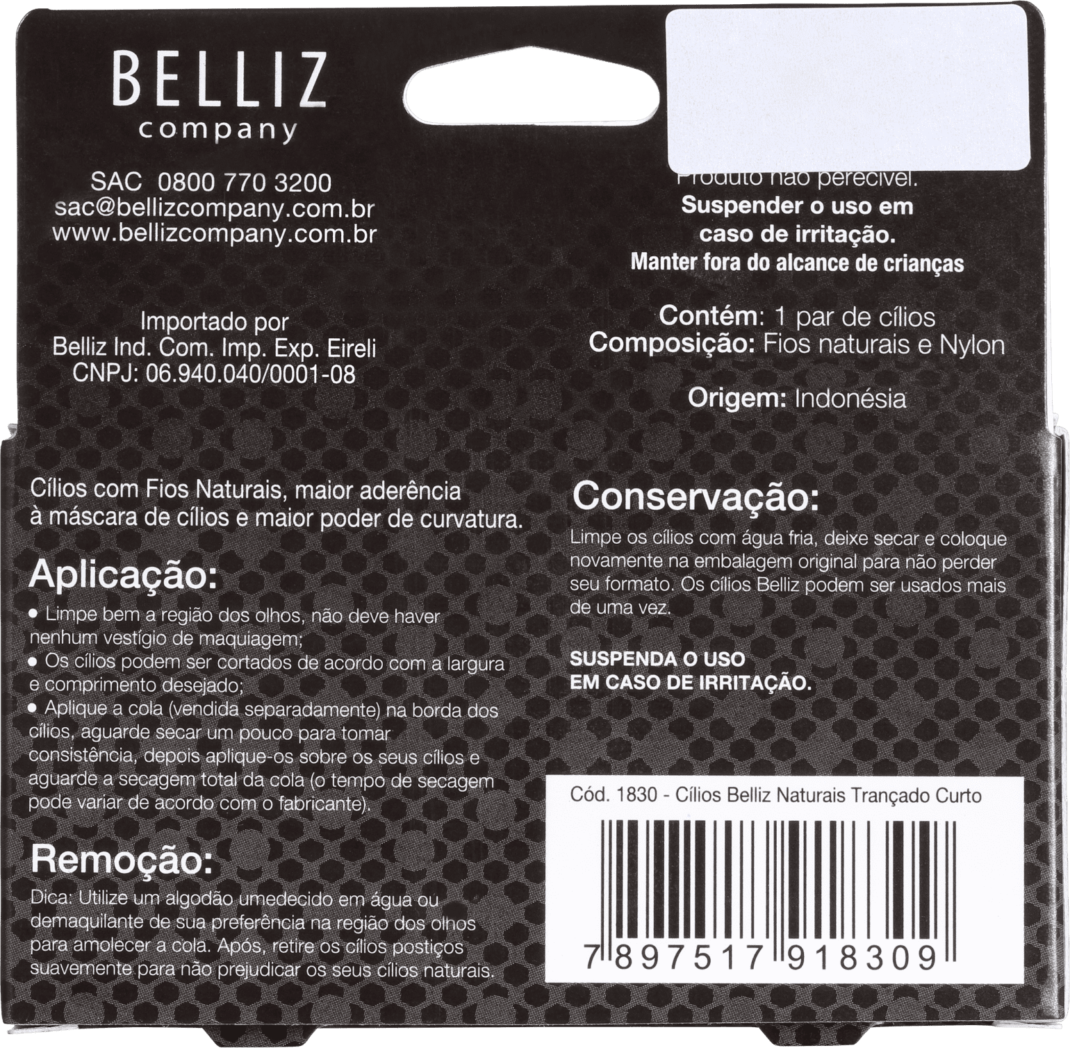 Belliz Fio Natural Volume Suave 1830 - Cílios Postiços