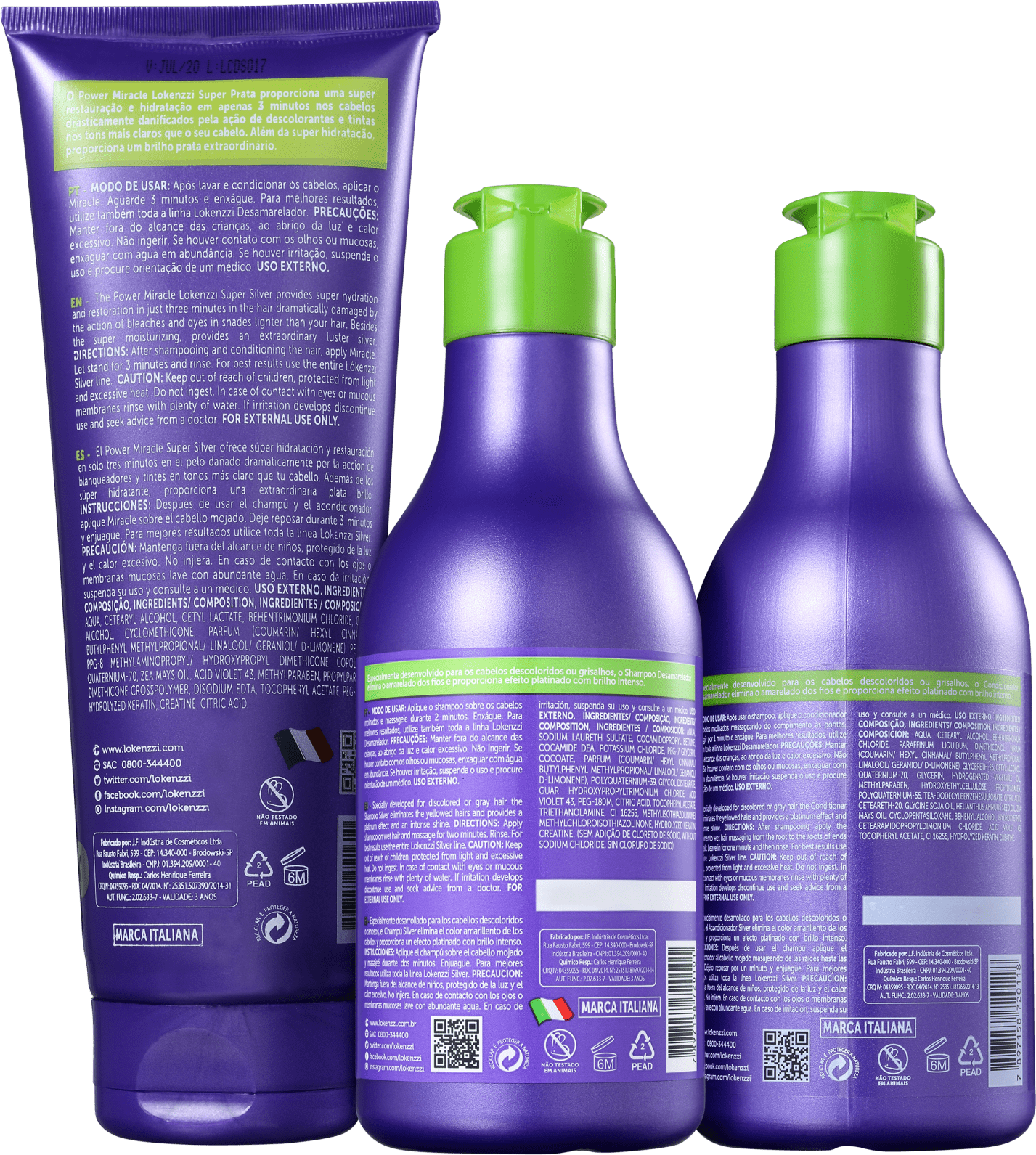Kit Lokenzzi Silver Desamarelador Power Miracle (3 Produtos)