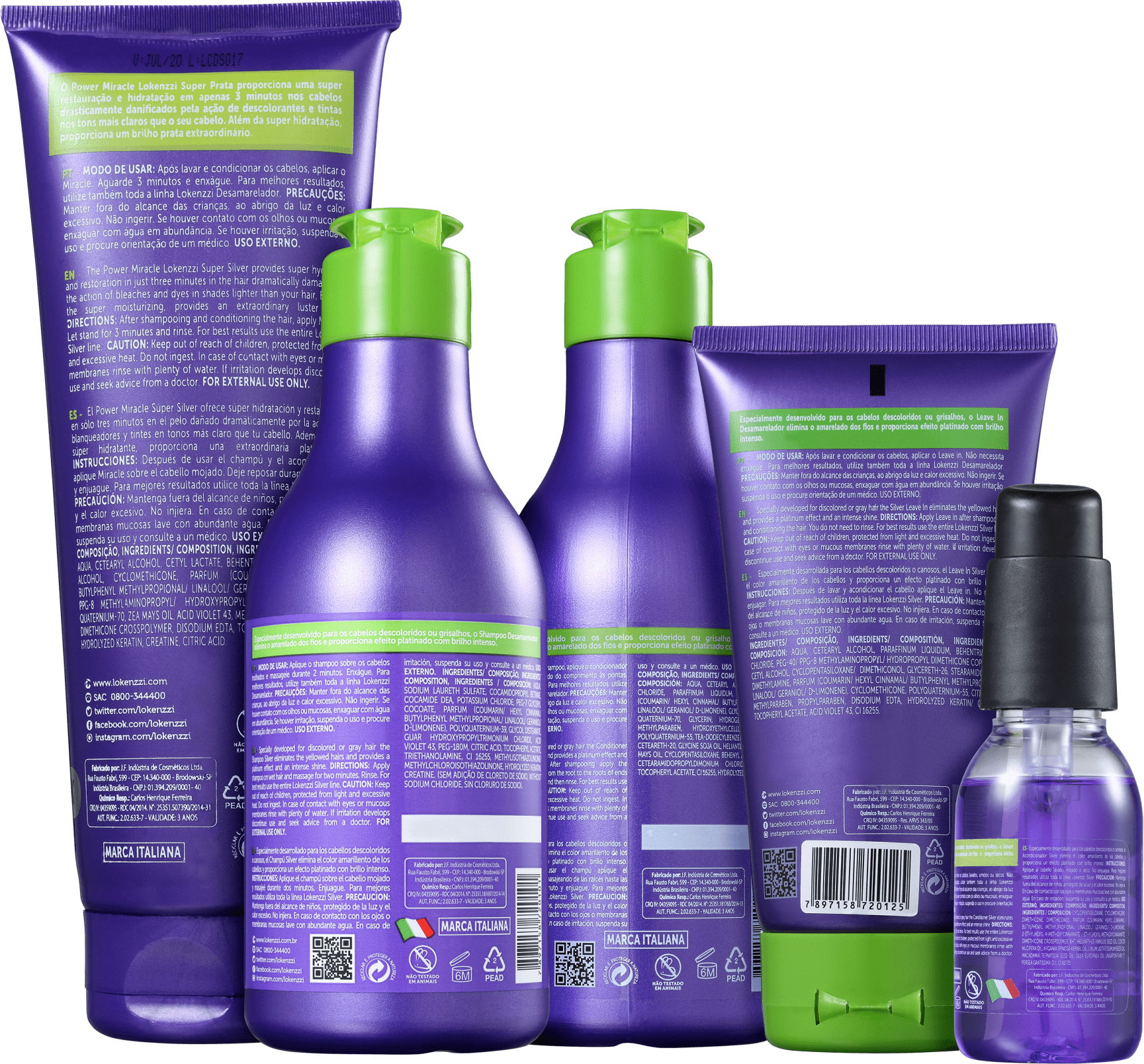 Kit Lokenzzi Silver Desamarelador Power Miracle Full (5 Produtos)