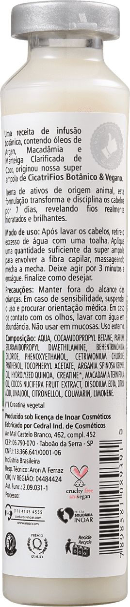 Inoar Cicatrifios Botânico & Vegano Super Ampola - Tratamento Capilar 45ml