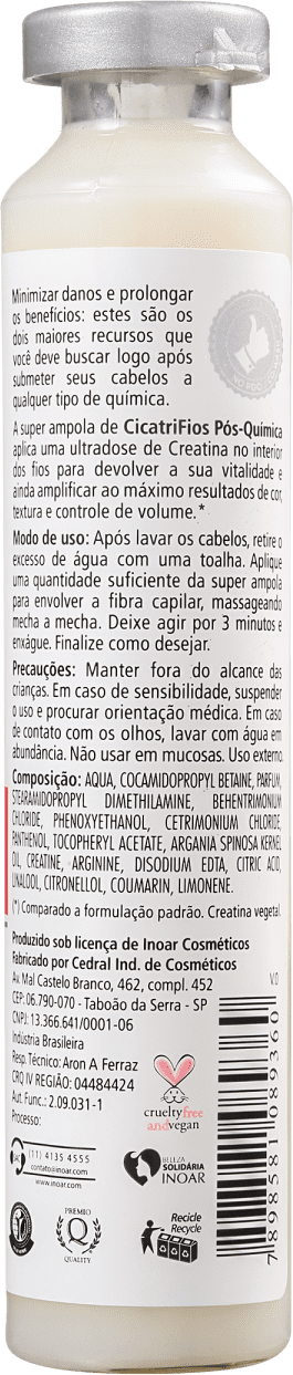 Inoar Cicatrifios Pós-Química Super Ampola - Tratamento Capilar 45ml