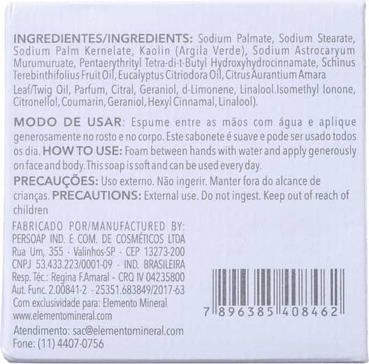Elemento Mineral Argila Verde - Sabonete em Barra 100g