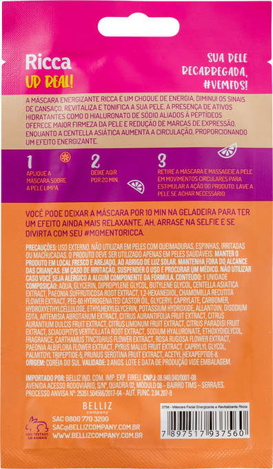 Ricca Up Real! - Máscara Facial (1 unidade)