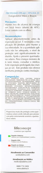 Ada Tina Proteand Mãos e Braços FPS60 - Protetor Solar 40ml