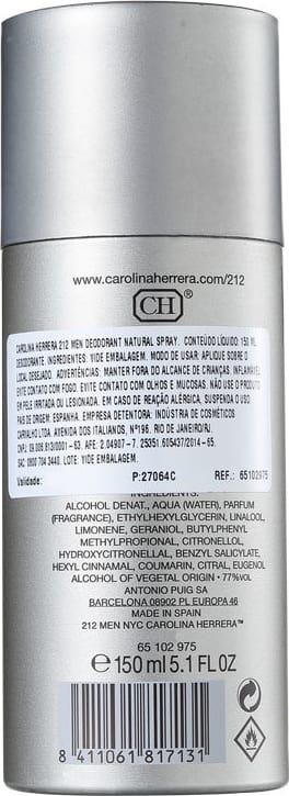 Carolina Herrera 212 Men - Desodorante Spray Masculino 150ml