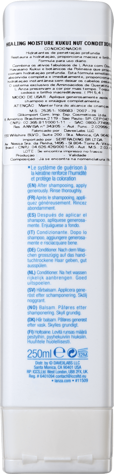 L'Anza Healing Moisture Kukui Nut - Condicionador 250ml