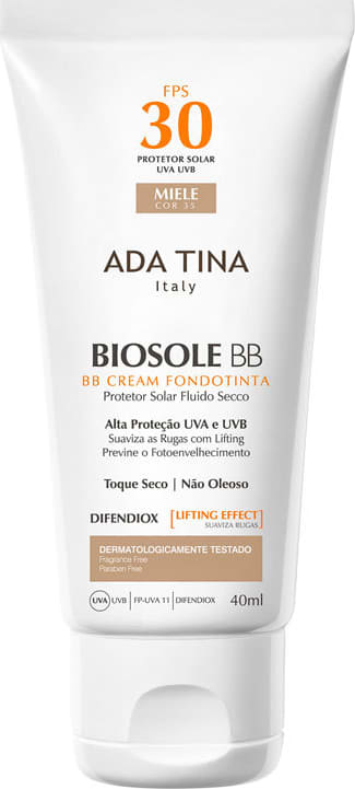 Ada Tina Biosole BB Cream FPS30 Miele - Protetor Facial com Cor 40ml