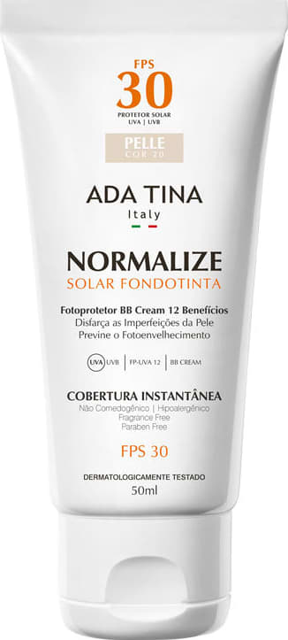 Ada Tina Normalize Ft Pelle Cor 20 FPS 30 - Protetor Solar Facial com Cor 50ml