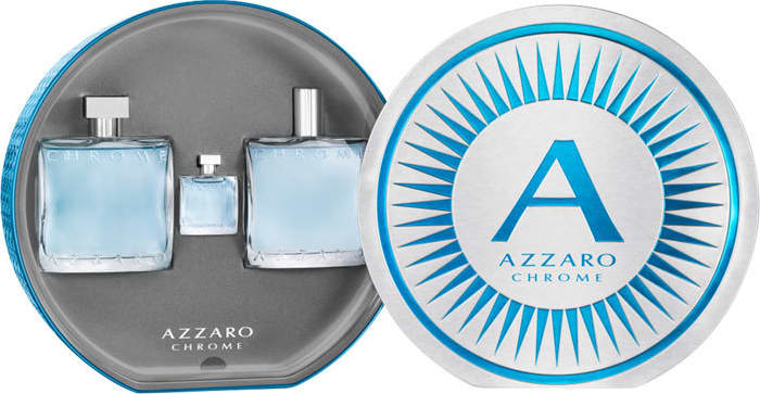 Conjunto Chrome Azzaro Trio Masculino - Eau de Toilette 100ml + Pós-Barba 100ml + Miniatura 7ml