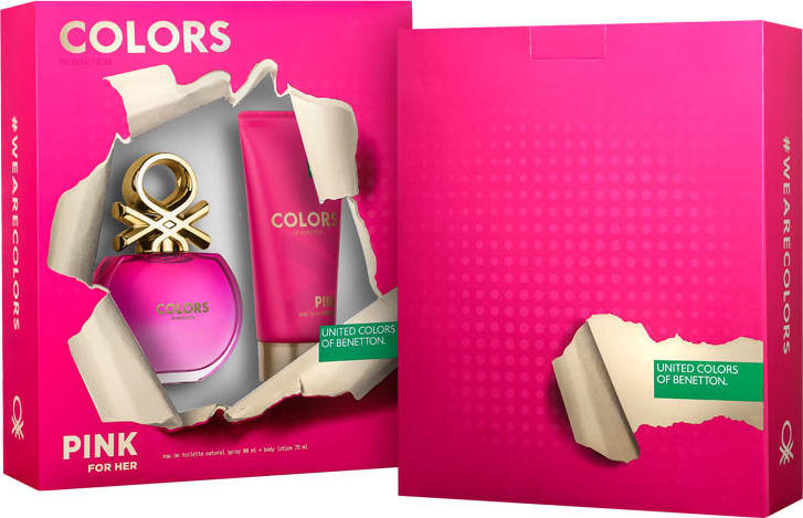 Conjunto Colors Pink Benetton Feminino - Eau de Toilette 80ml + Loção Corporal 75ml