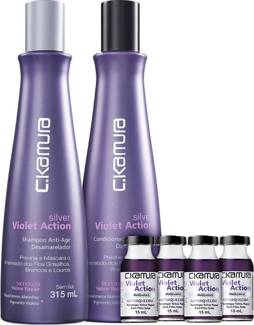 Kit C.Kamura Silver Violet Action Matizadora Trio (3 Produtos)