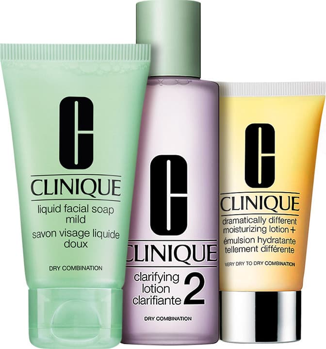 Kit Clinique Sistema 3 Passos Pele 2 Mista para Seca (3 produtos)