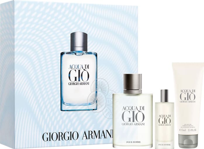 Conjunto Acqua di Giò Giorgio Armani Masculino - Eau de Toilette 100ml + Gel de Banho 75ml + Travel Size 15ml
