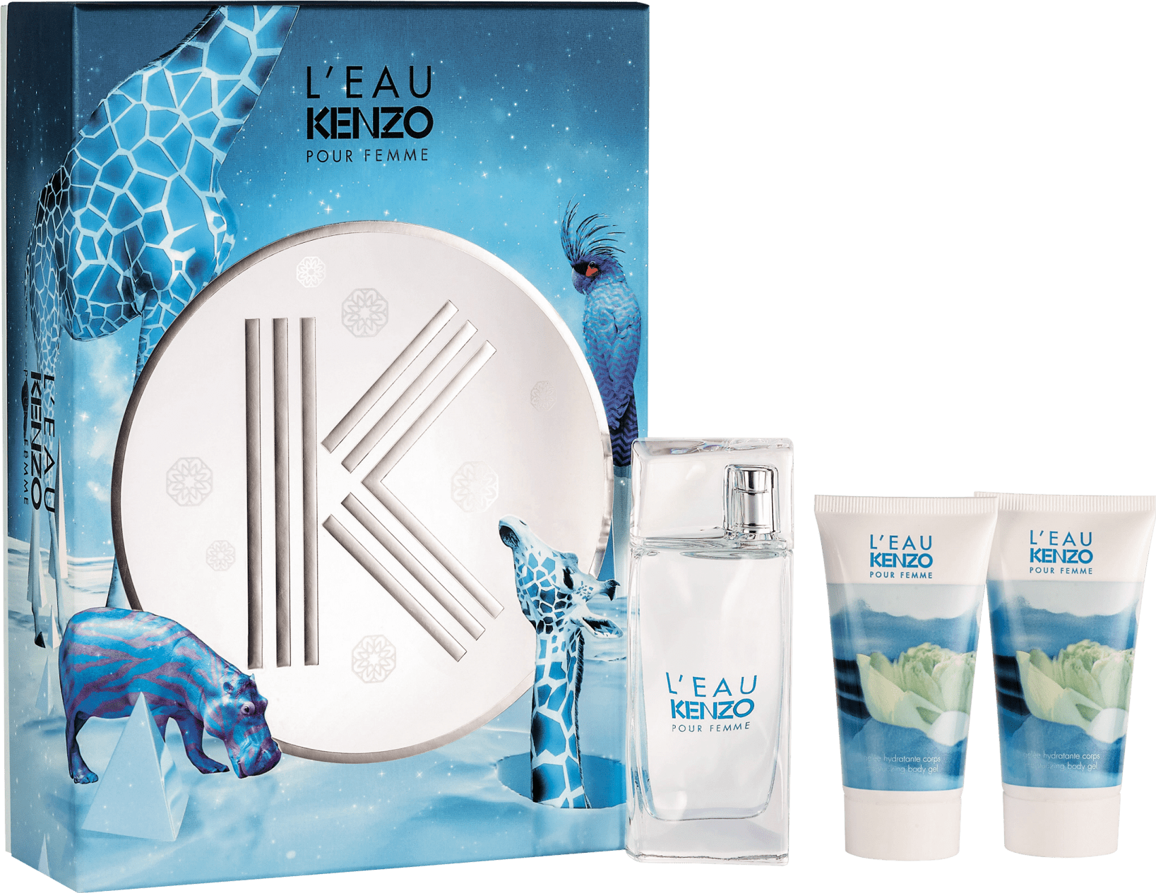 Conjunto L'Eau Kenzo Pour Femme Trio Feminino - Eau de Toilette 50ml + Gel de Banho 50ml + Gel Corporal 50ml