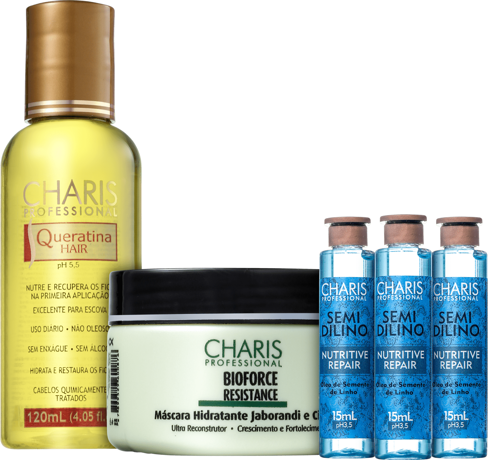 Kit Charis Cronograma Capilar Cabelos Coloridos (3 Produtos)