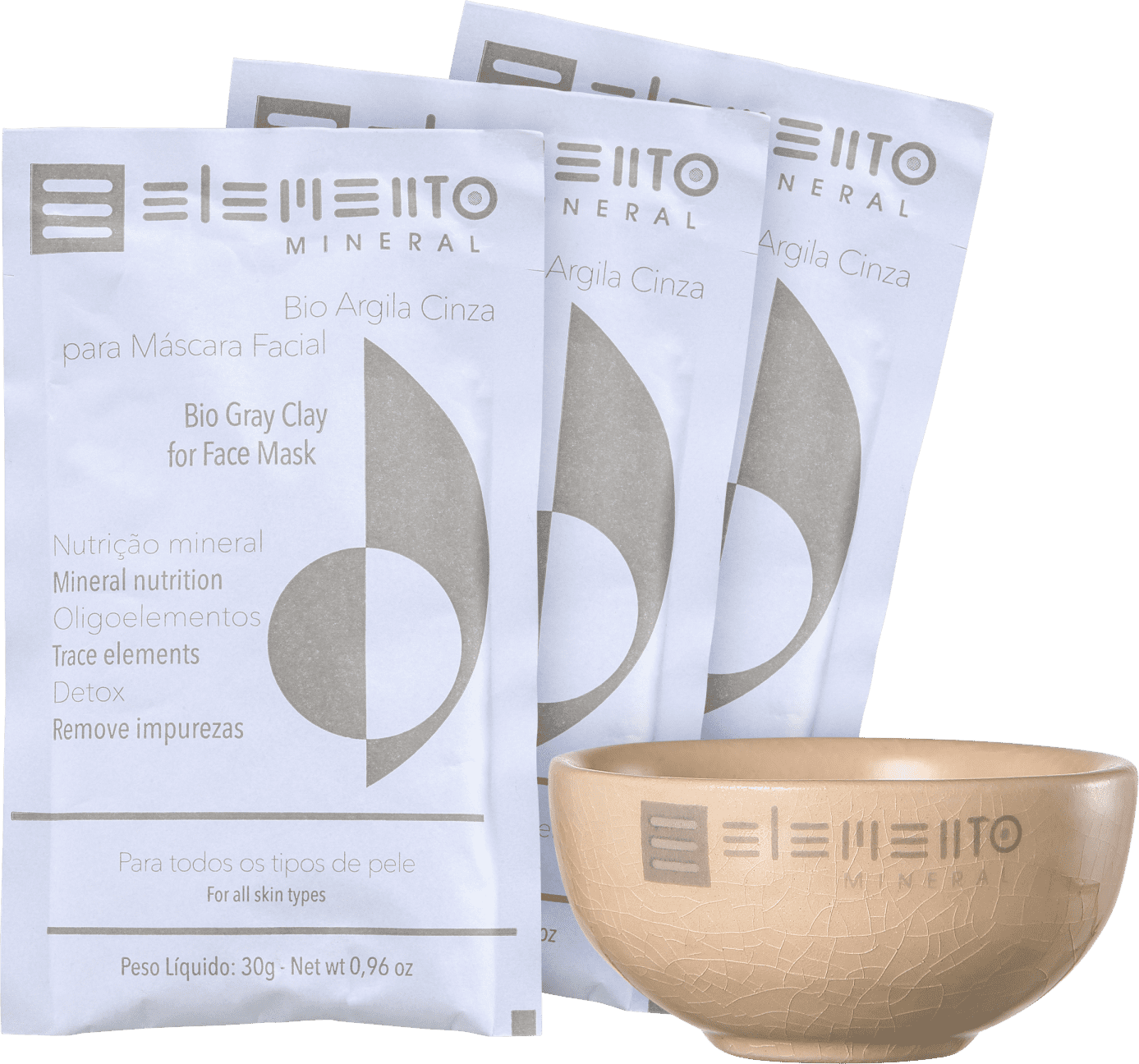 Kit Elemento Mineral Bio Argila Cinza (4 produtos)