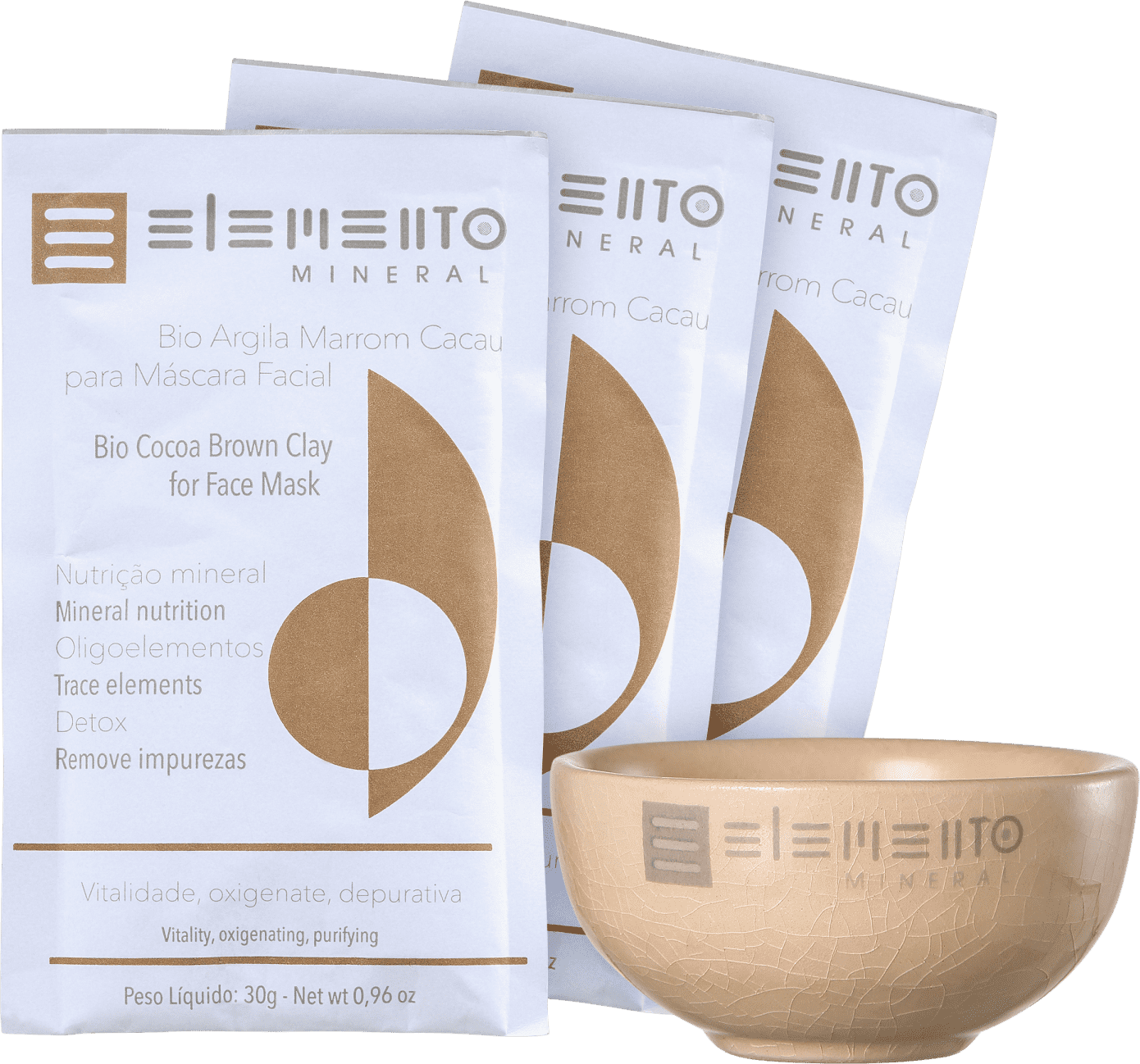Kit Elemento Mineral Bio Argila Marrom Cacau (4 produtos)