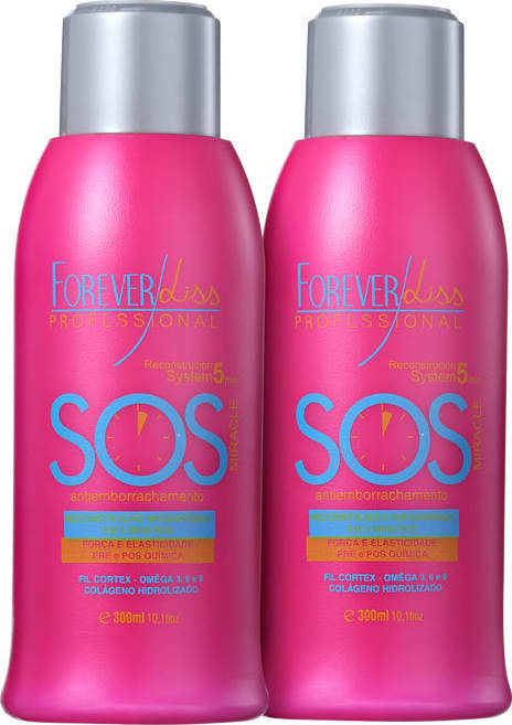 Kit Forever Liss Professional SOS Antiemborrachamento Double - Máscaras de Reconstrução 2x300ml