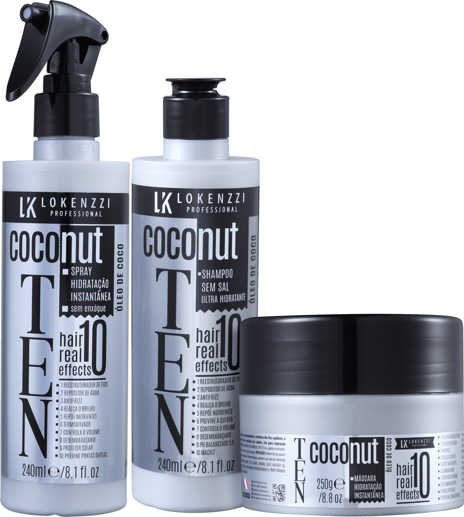 Kit Lokenzzi Ten Coconut Completo (3 Produtos)