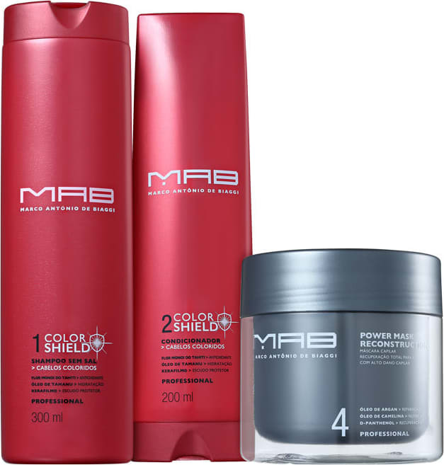 Kit MAB Marco Antônio de Biaggi Color Shield Cor e Reconstrução (3 Produtos)