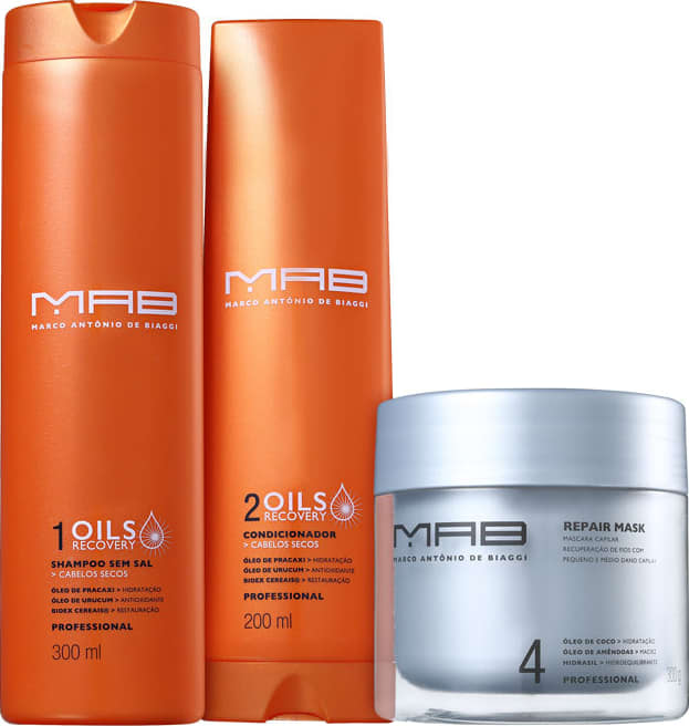 Kit MAB Marco Antônio de Biaggi Oils Recovery Hidratação e Reparação (3 Produtos)