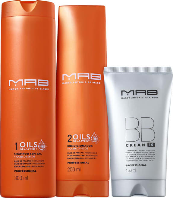 Kit MAB Marco Antônio de Biaggi Oils Recovery Proteção Antirressecamento (3 Produtos)