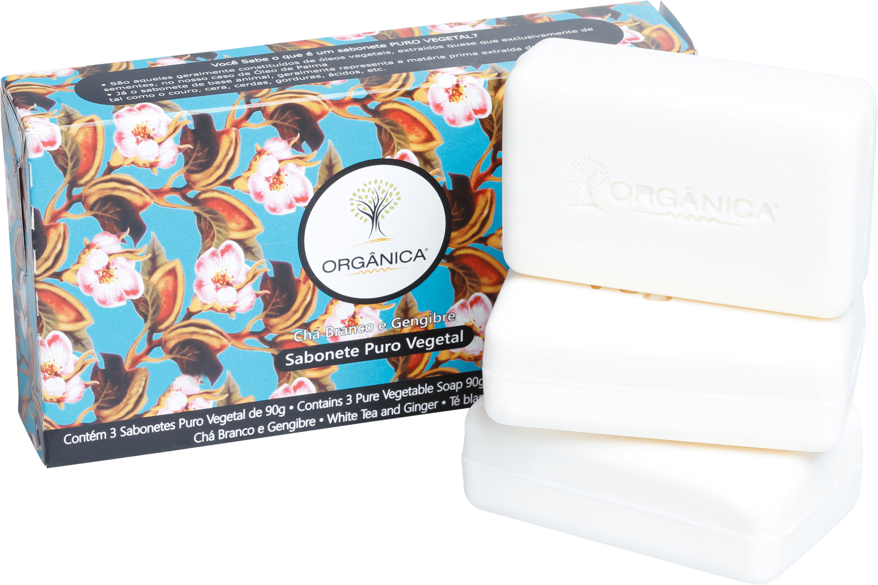 Kit Orgânica Chá Branco e Gengibre - Sabonetes em Barra 3x90g
