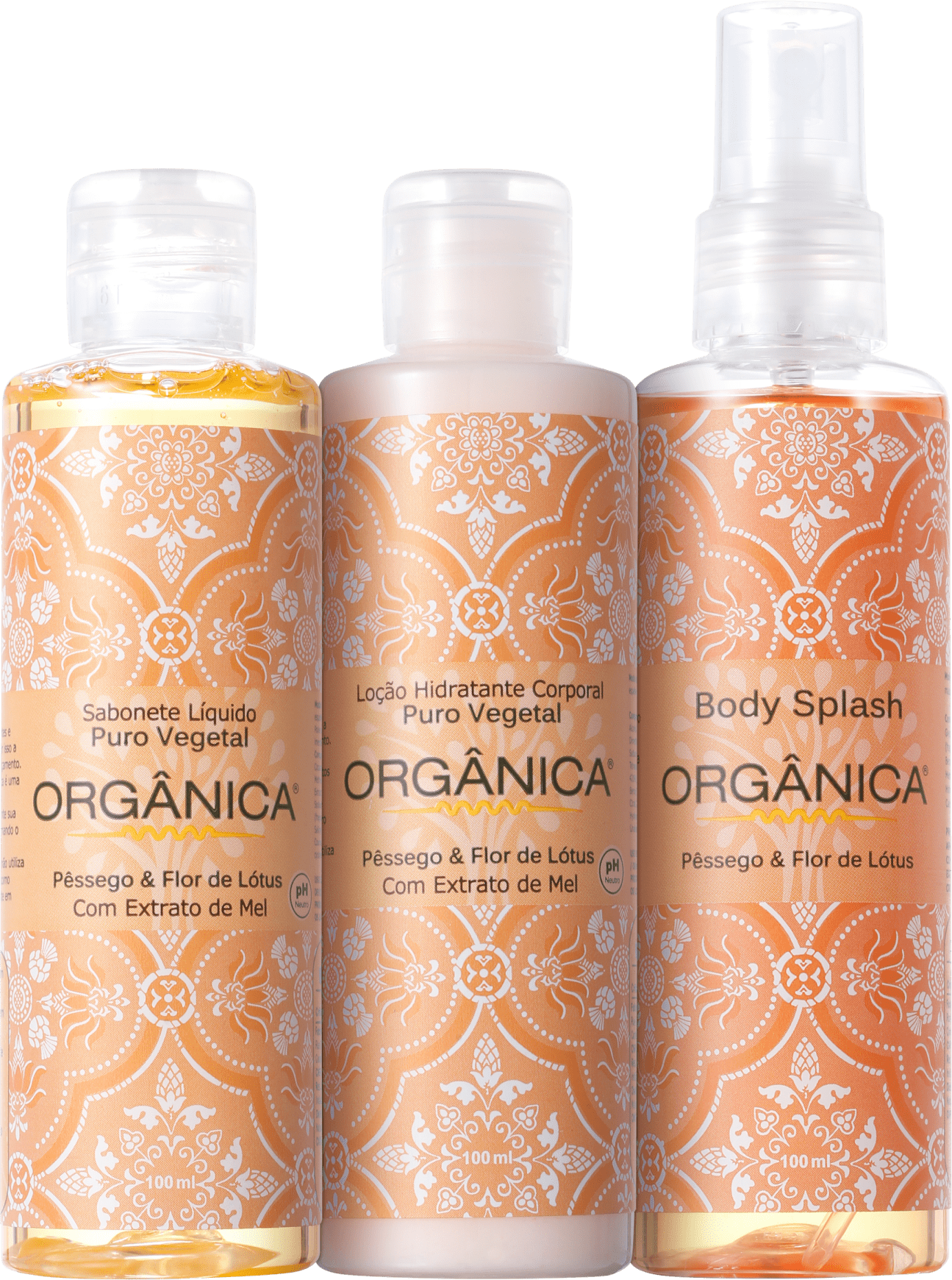Kit Orgânica Tri Set Pêssego e Flor de Lótus (3 produtos)