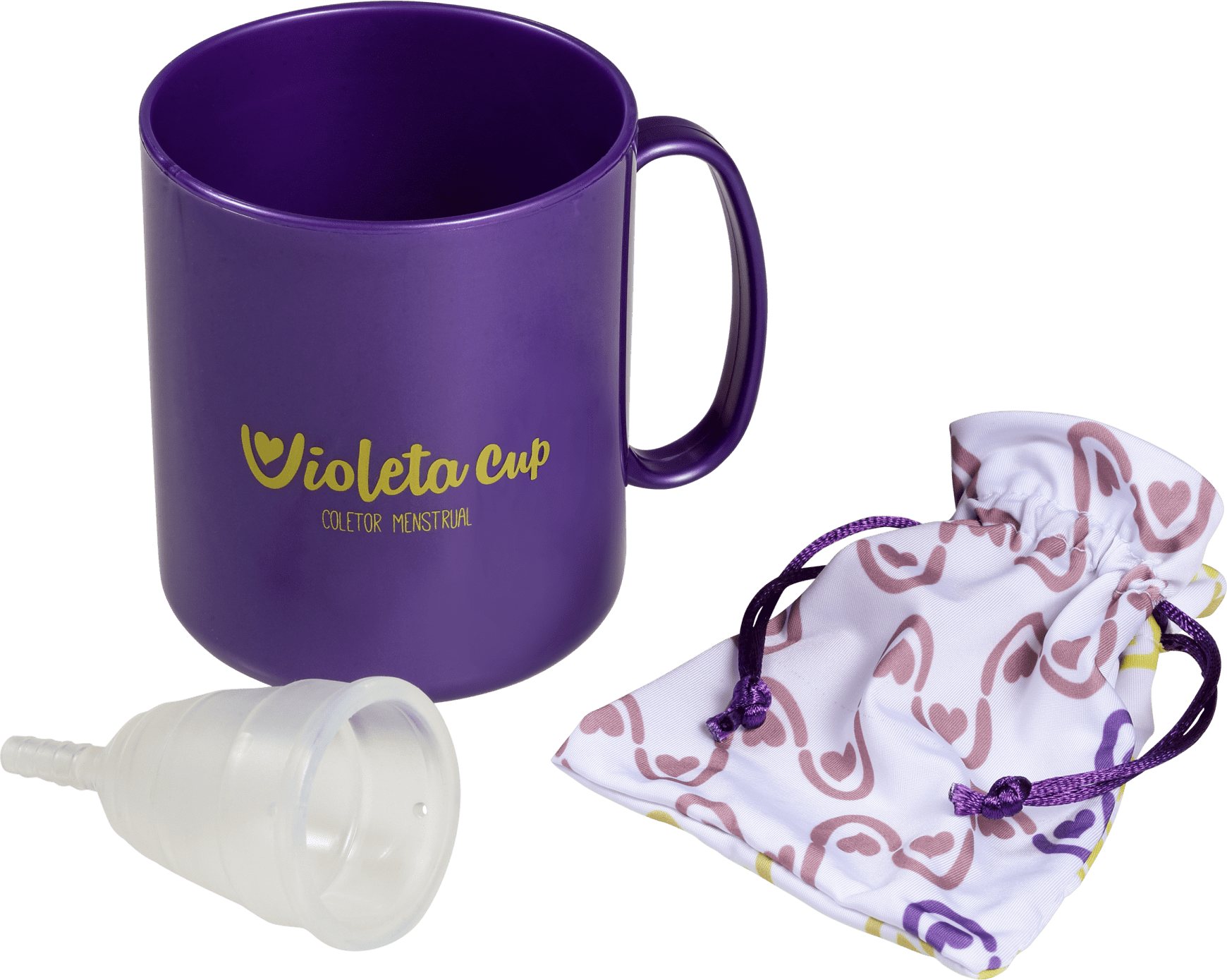 Kit Violeta Cup Transparente Tipo A (+30 anos ou com filhos) - Coletor Menstrual + Higienizador de Coletor