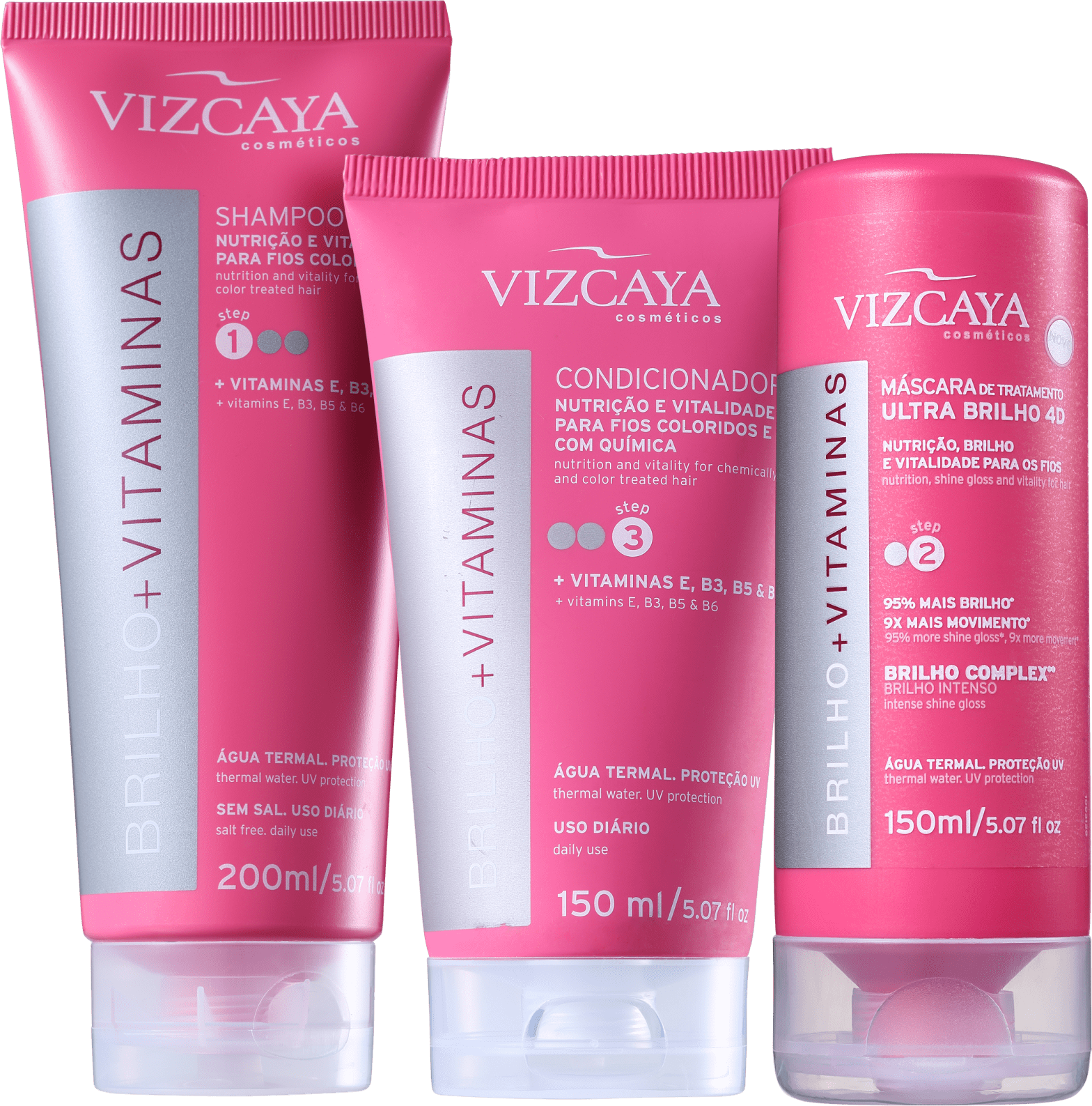 Kit Vizcaya Brilho e Vitaminas Trio (3 Produtos)