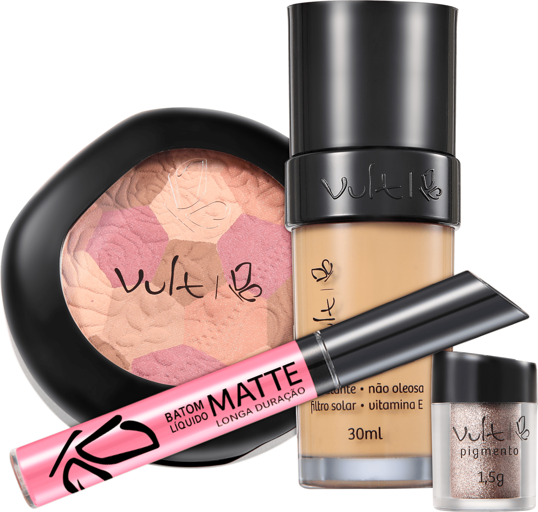 Kit Vult Make Up com Mosaico e Pigmento 03 Bege (4 produtos)