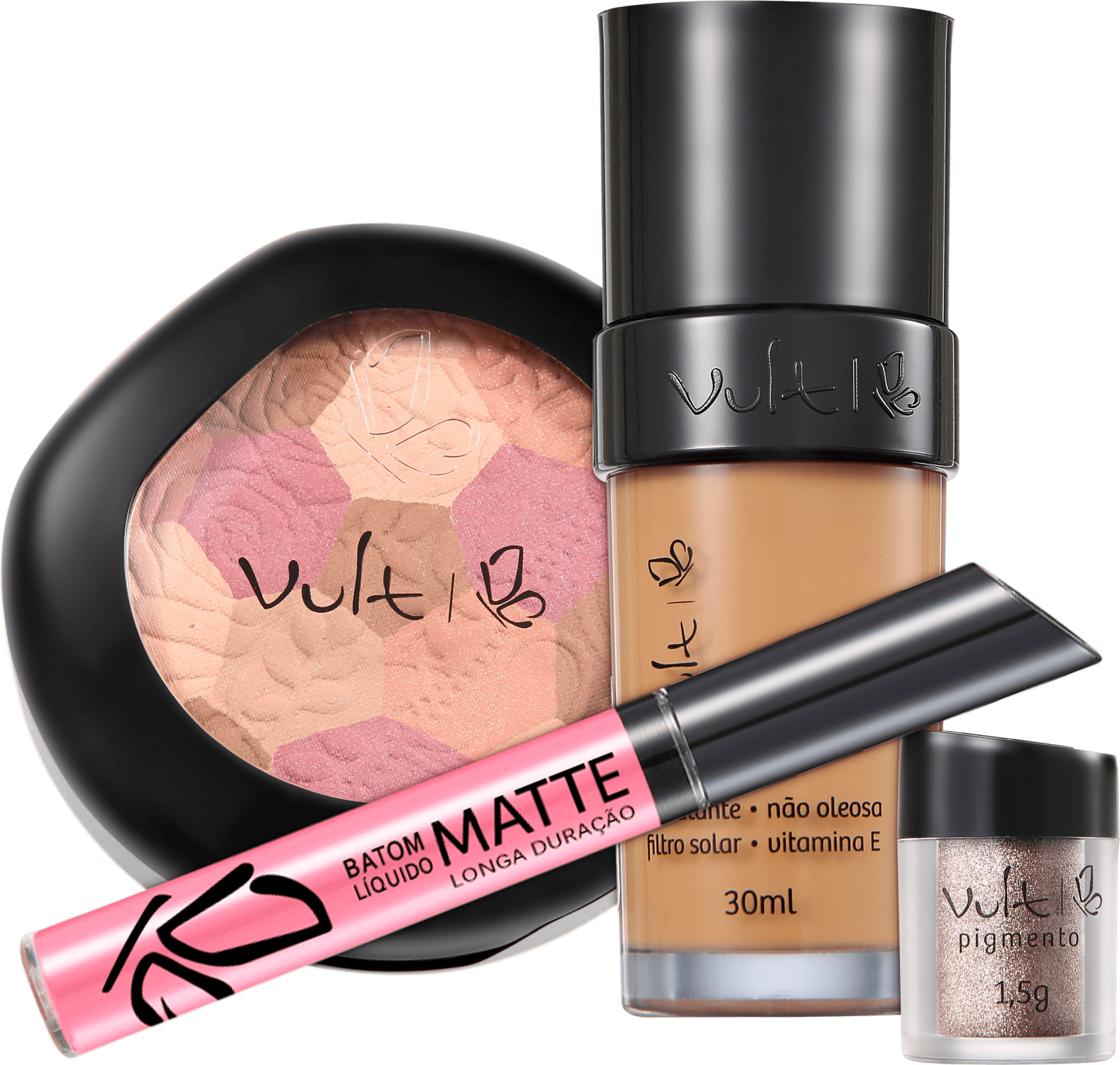 Kit Vult Make Up com Mosaico e Pigmento 04 Marrom (4 produtos)