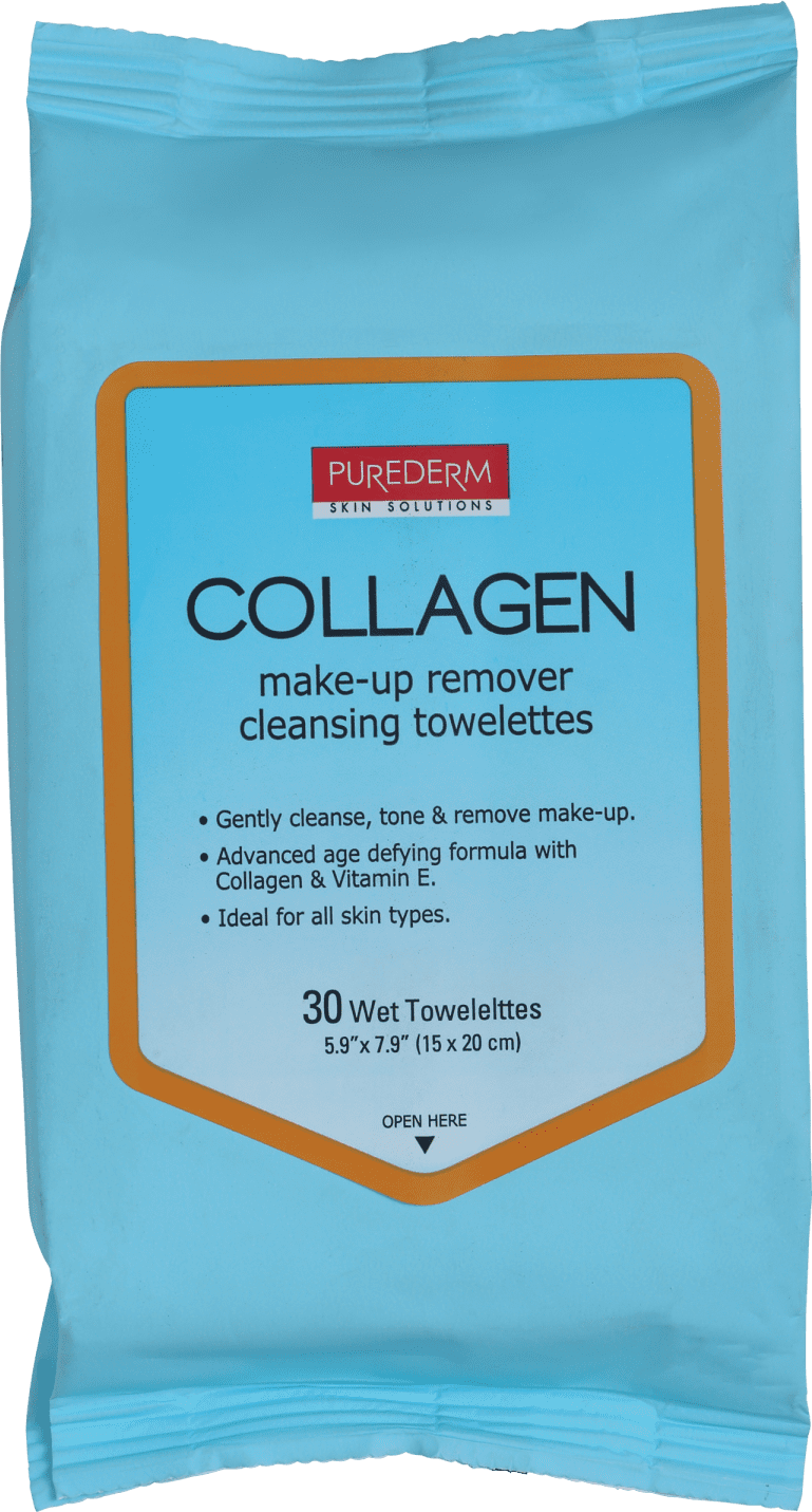 Purederm Colagen Makeup Remover Cleansing Towelettes - Lenço Demaquilante (30 Unidades)